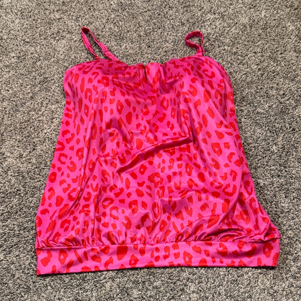 Lane Bryant Hot Pink and Red Leopard Print Plus Size 20 Tankini Top